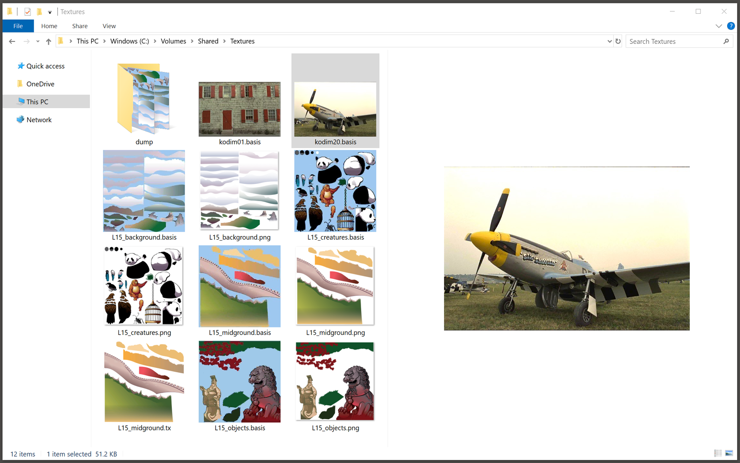 Icon and preview pane